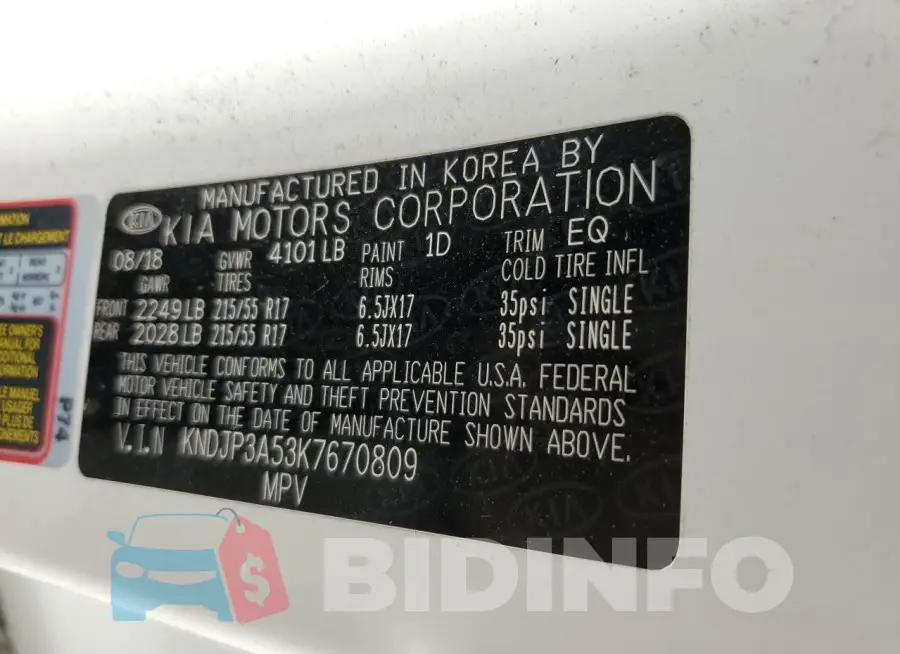KNDJP3A53K7670809 Photo# 13