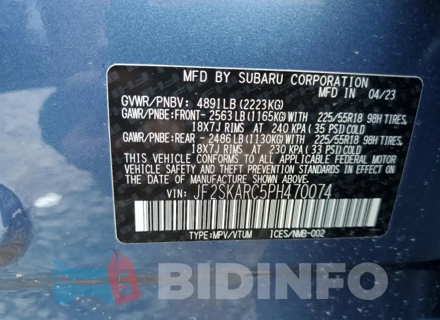 JF2SKARC5PH470074 Photo# 13