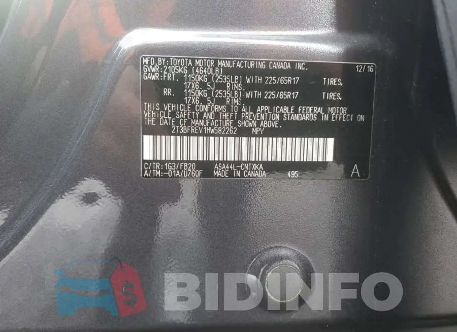 2T3BFREV1HW582262 Photo# 14