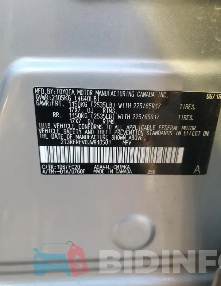 2T3RFREV0JW810501 Photo# 14