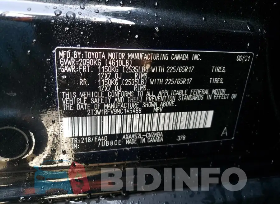 2T3W1RFV9MC145488 Photo# 14