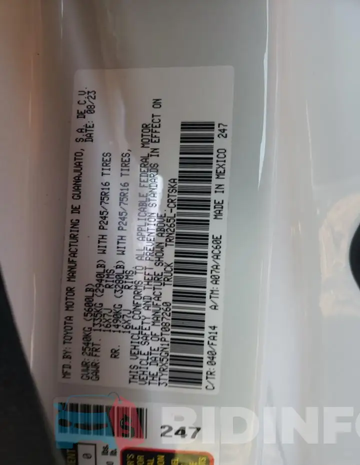 3TYRX5GN1PT087260 Photo# 12
