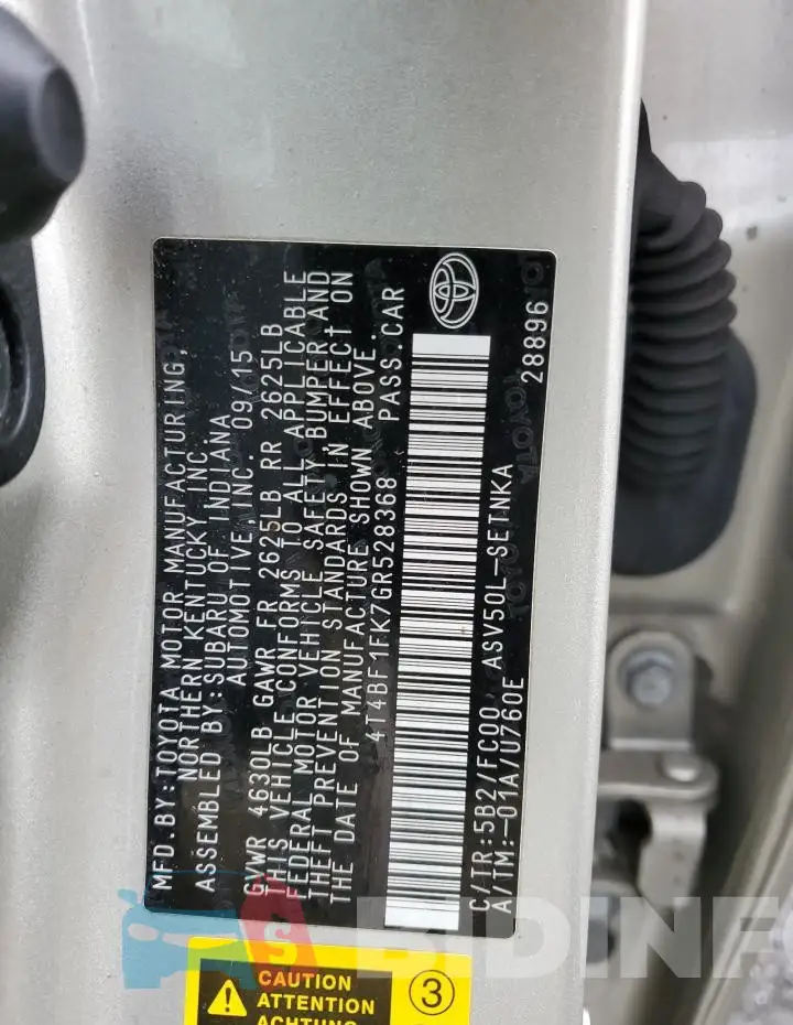 4T4BF1FK7GR528368 Photo# 12