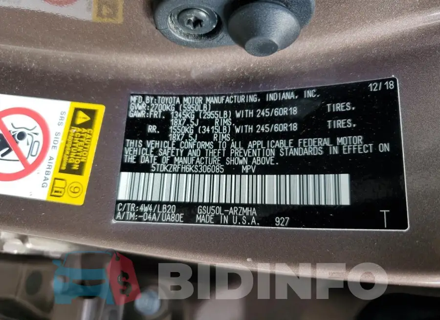 5TDKZRFH6KS306085 Photo# 13