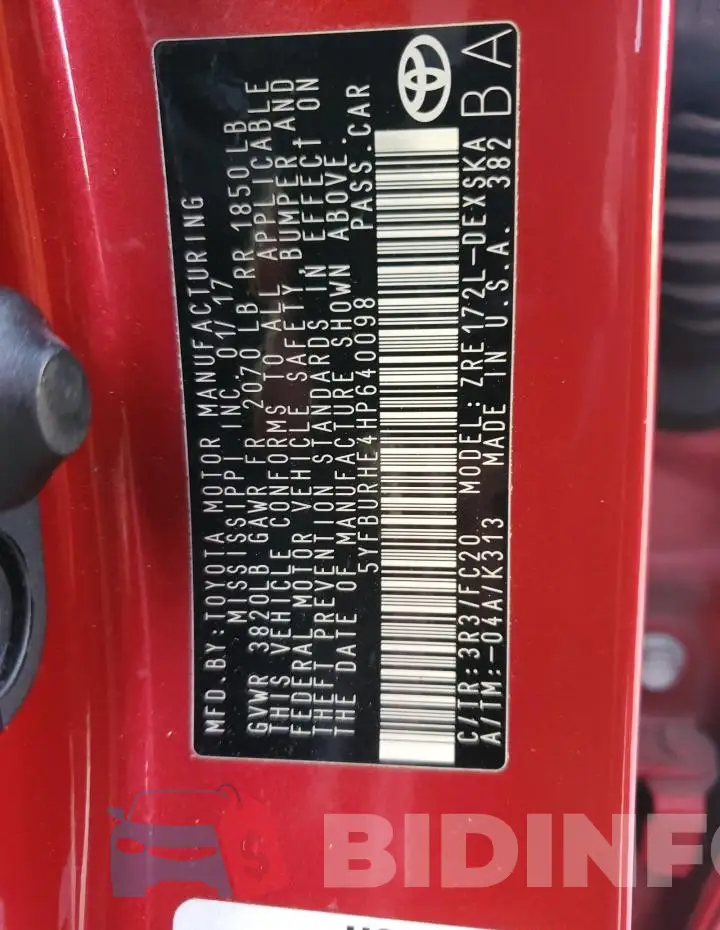 5YFBURHE4HP640098 Photo# 12