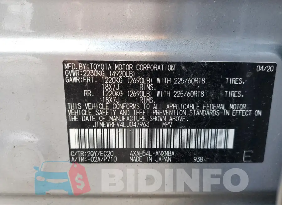 JTMEWRFV4LJ047963 Photo# 14