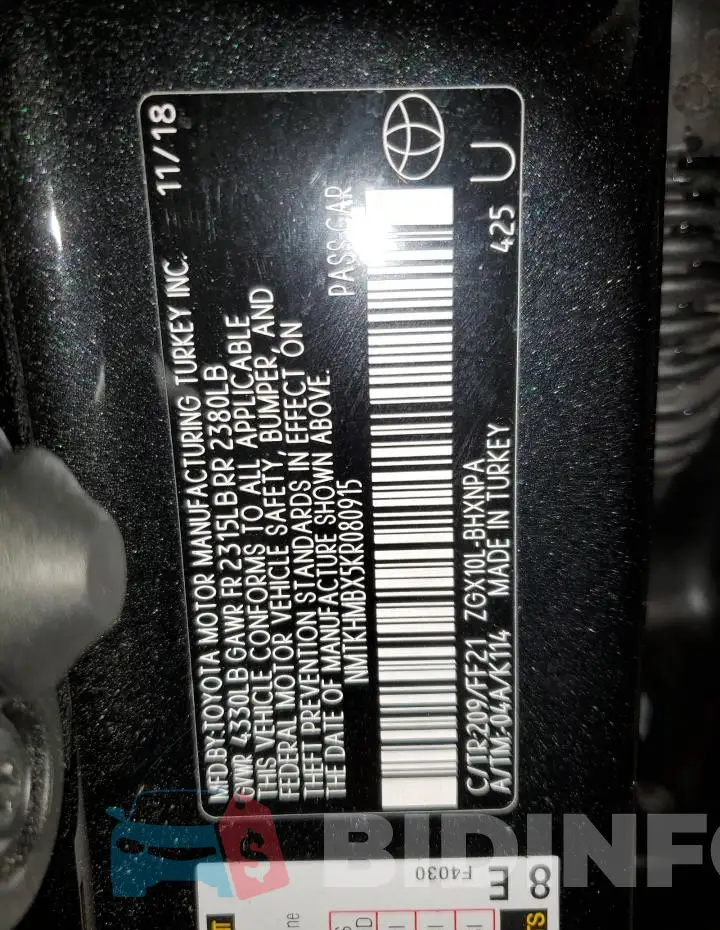 NMTKHMBX5KR080915 Photo# 12