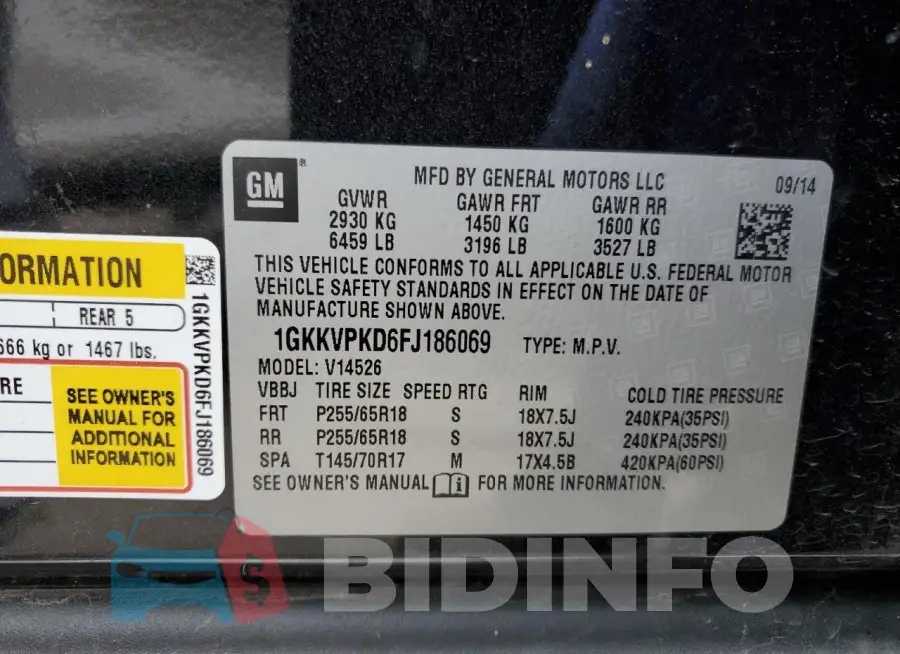 1GKKVPKD6FJ186069 Photo# 12