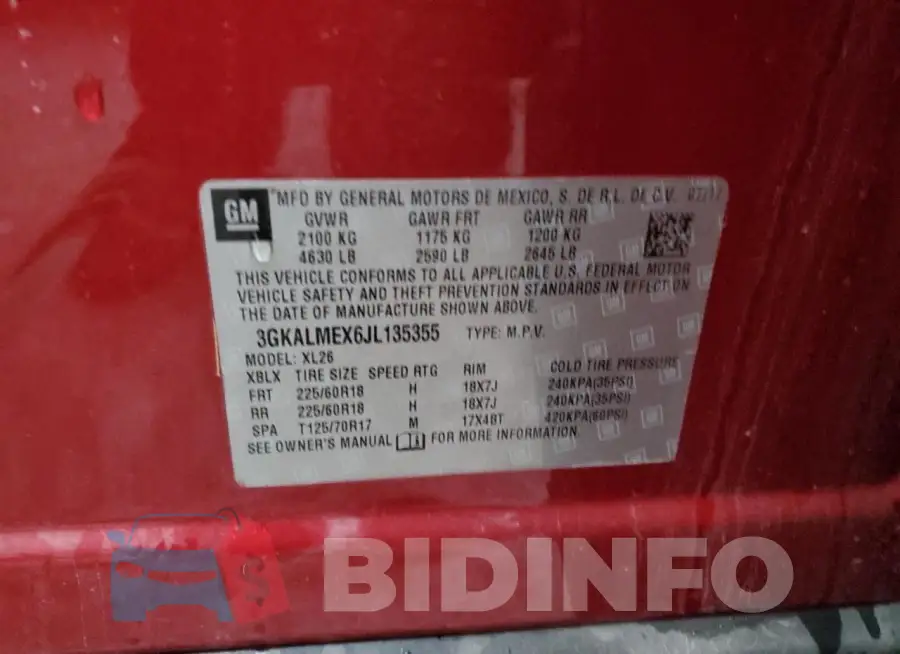 3GKALMEX6JL135355 Photo# 13
