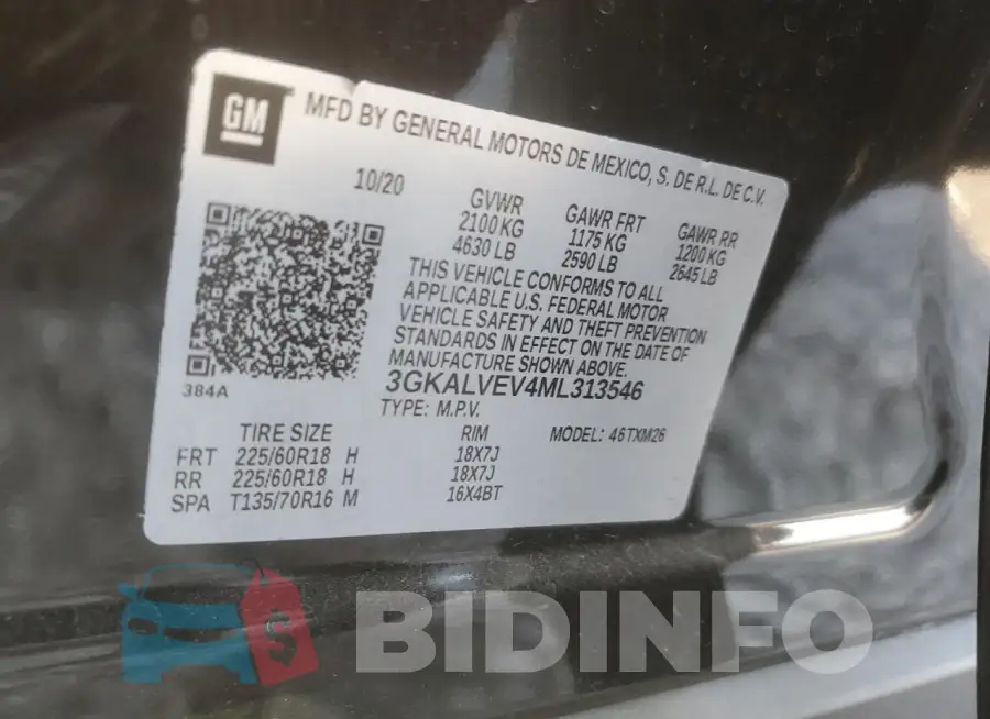 3GKALVEV4ML313546 Photo# 12