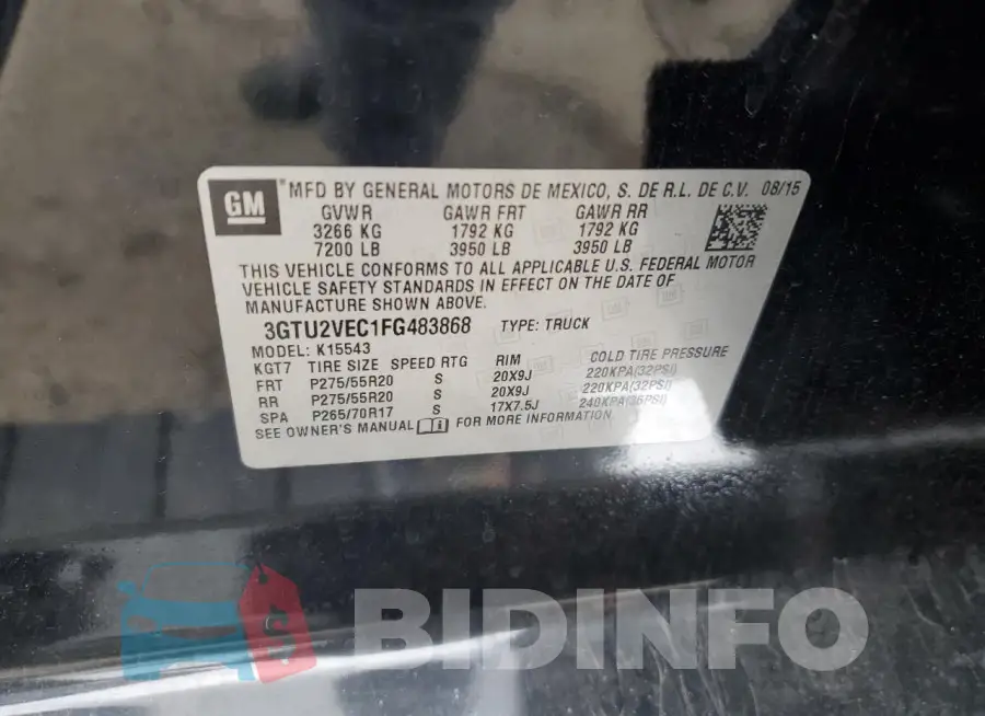 3GTU2VEC1FG483868 Photo# 12
