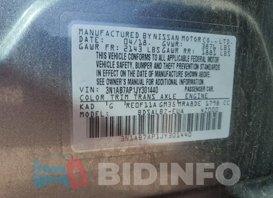 3N1AB7AP1JY301440 Photo# 12