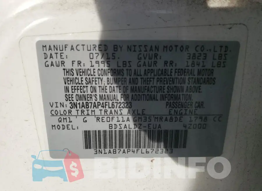 3N1AB7AP4FL672323 Photo# 13