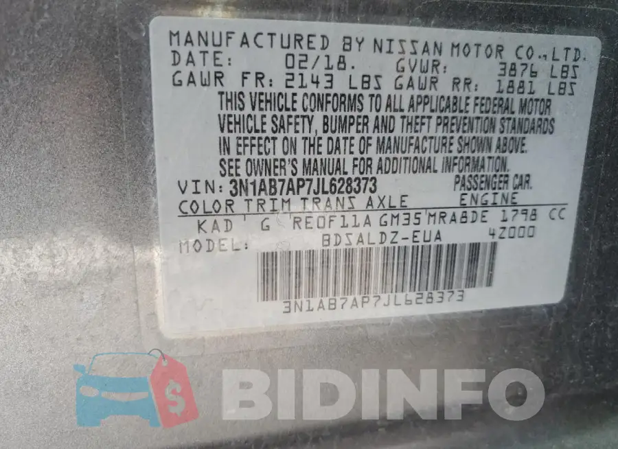 3N1AB7AP7JL628373 Photo# 12