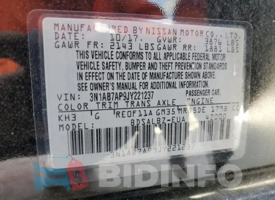 3N1AB7AP9JY221237 Photo# 12