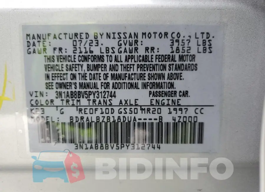 3N1AB8BV5PY312744 Photo# 13