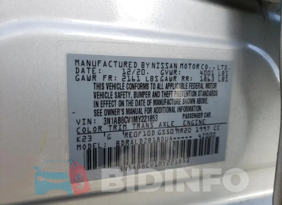 3N1AB8CV1MY221853 Photo# 12