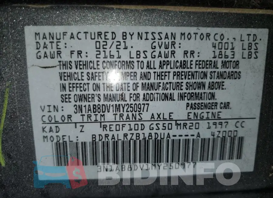 3N1AB8DV1MY250977 Photo# 12