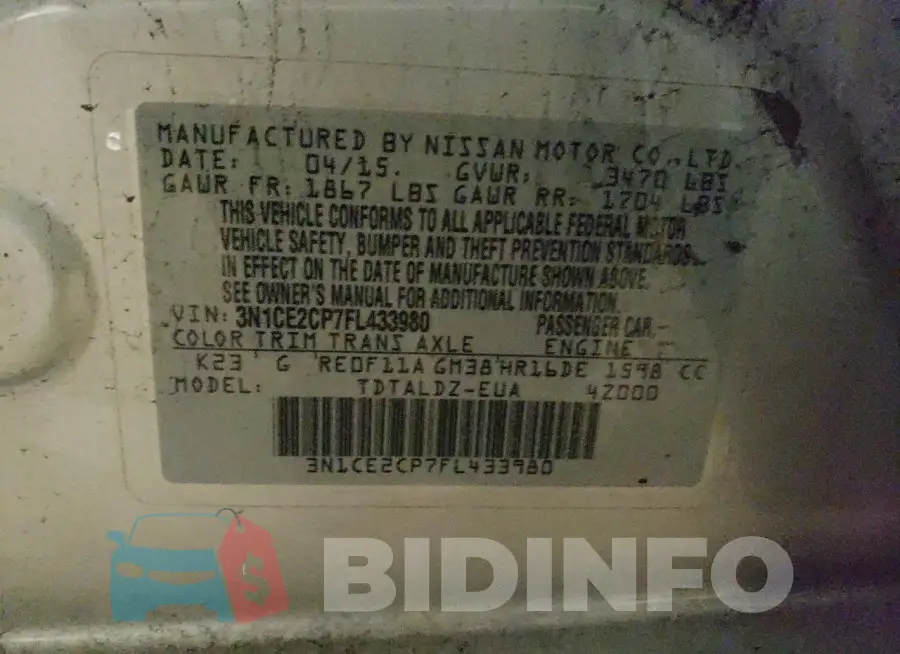 3N1CE2CP7FL433980 Photo# 13