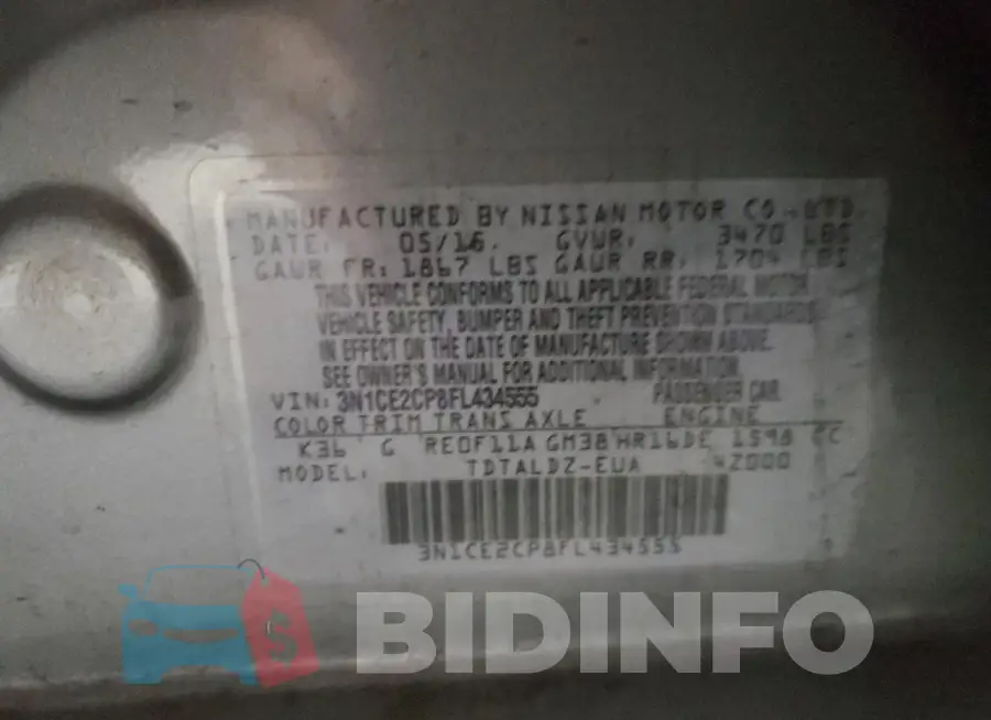 3N1CE2CP8FL434555 Photo# 13