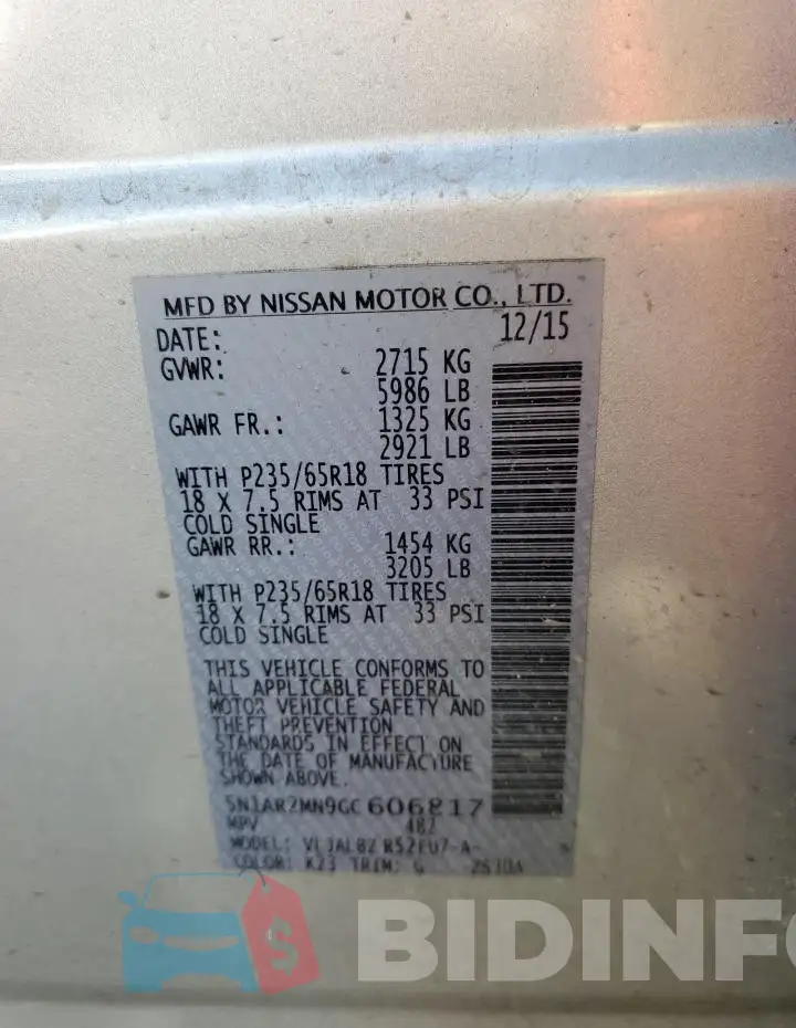 5N1AR2MN9GC606817 Photo# 13