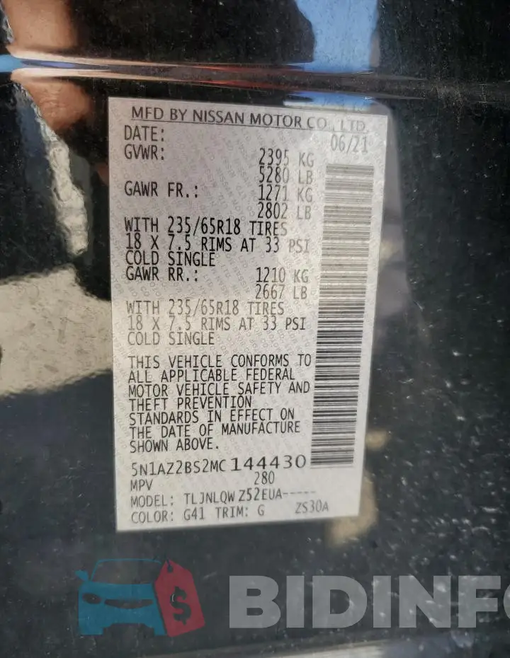 5N1AZ2BS2MC144430 Photo# 12