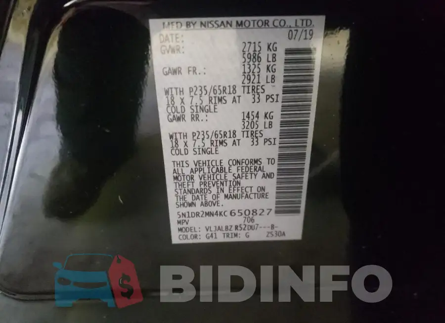 5N1DR2MN4KC650827 Photo# 13