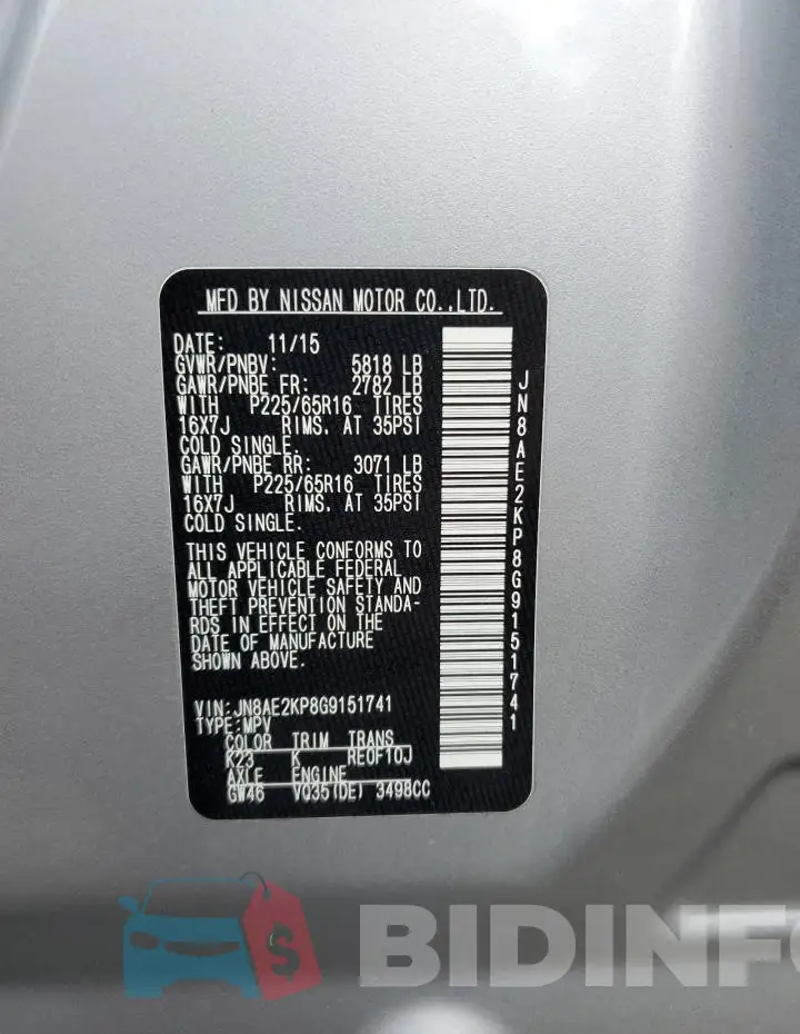 JN8AE2KP8G9151741 Photo# 13