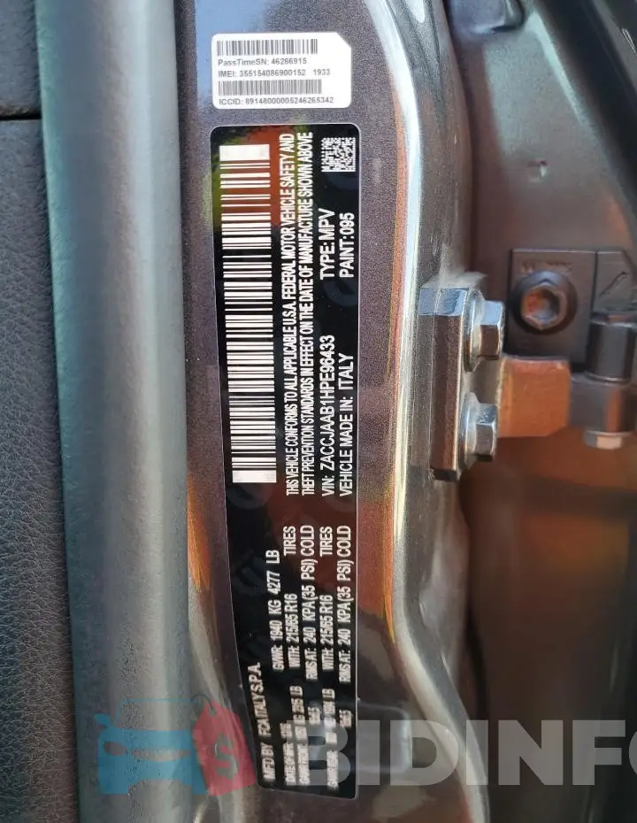 ZACCJAAB1HPE96433 Photo# 12