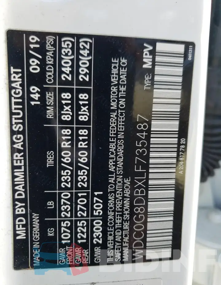 WDC0G8DBXLF735487 Photo# 13