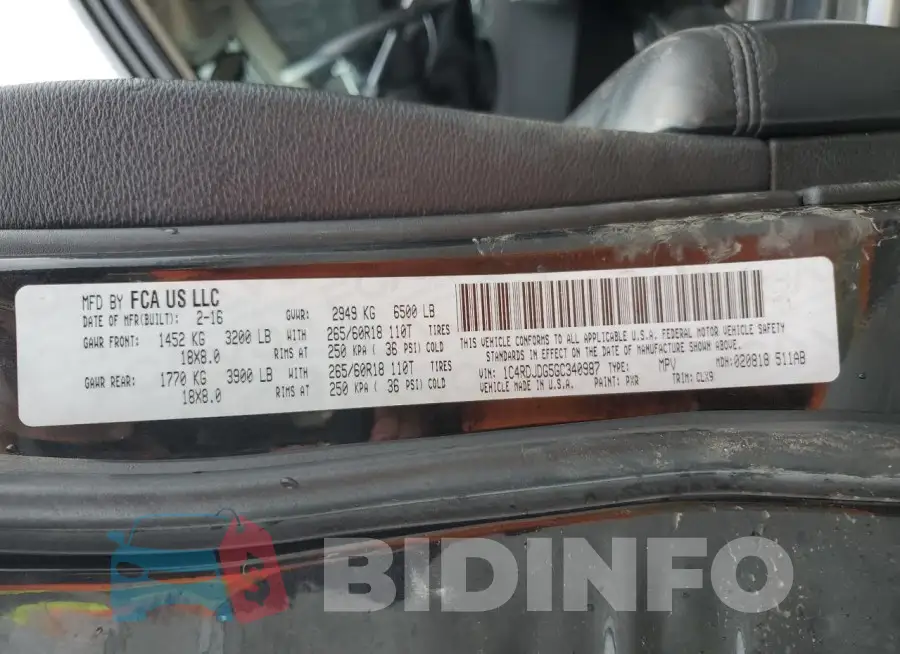 1C4RDJDG5GC340987 Photo# 13