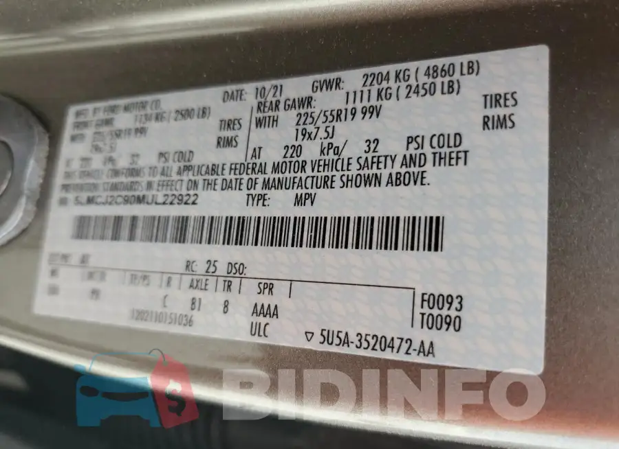 5LMCJ2C90MUL22922 Photo# 13