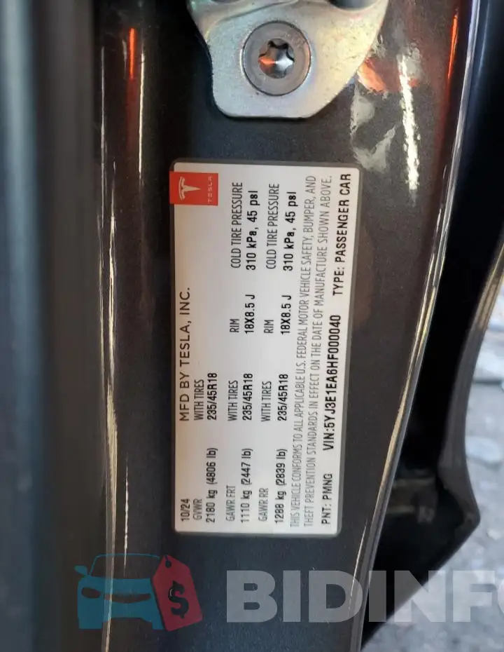 5YJ3E1EA6HF000040 Photo# 12