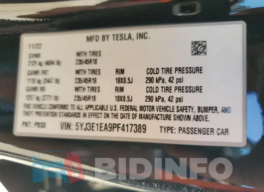 5YJ3E1EA9PF417389 Photo# 12