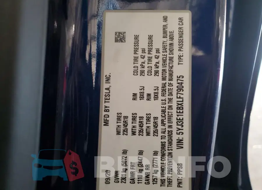 5YJ3E1EBXLF790475 Photo# 12