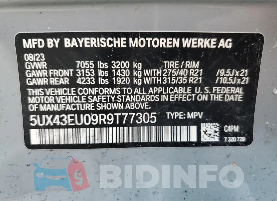 5UX43EU09R9T77305 Photo# 12