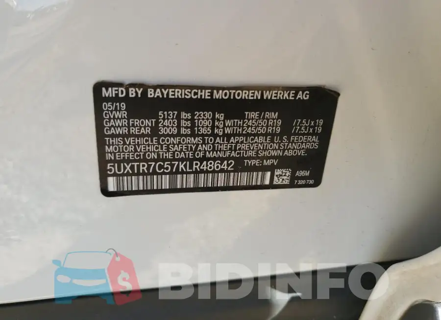 5UXTR7C57KLR48642 Photo# 12