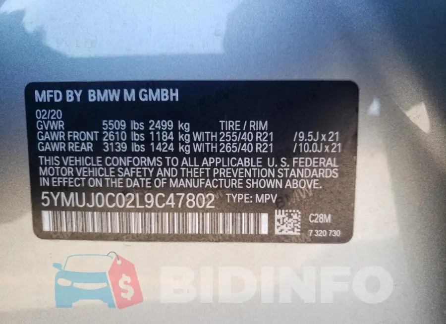 5YMUJ0C02L9C47802 Photo# 13