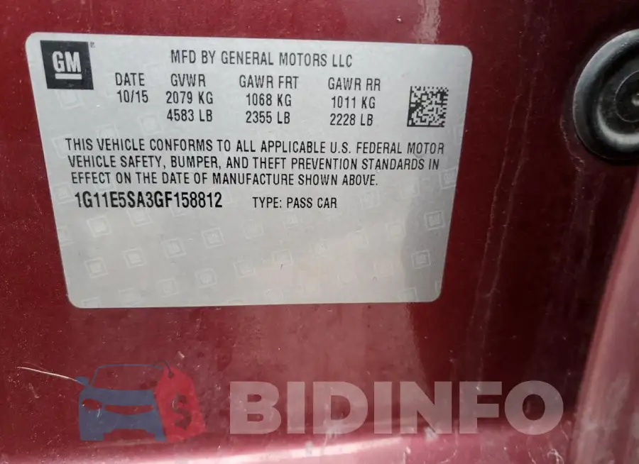 1G11E5SA3GF158812 Photo# 12