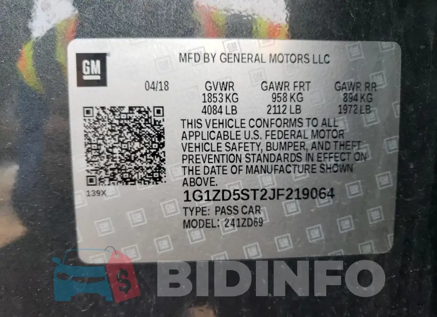 1G1ZD5ST2JF219064 Photo# 12
