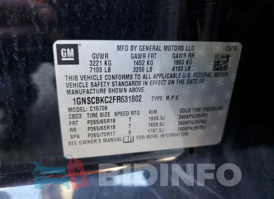 1GNSCBKC2FR631802 Photo# 14