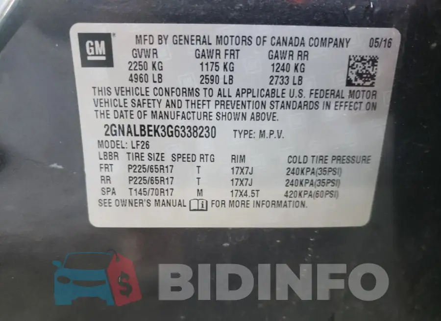 2GNALBEK3G6338230 Photo# 13