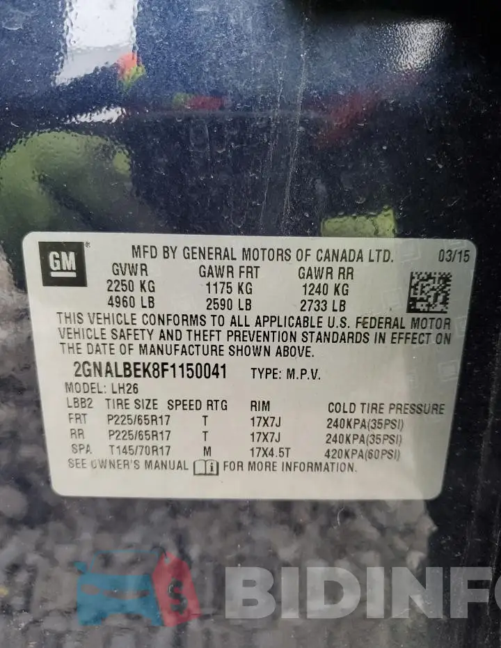 2GNALBEK8F1150041 Photo# 13