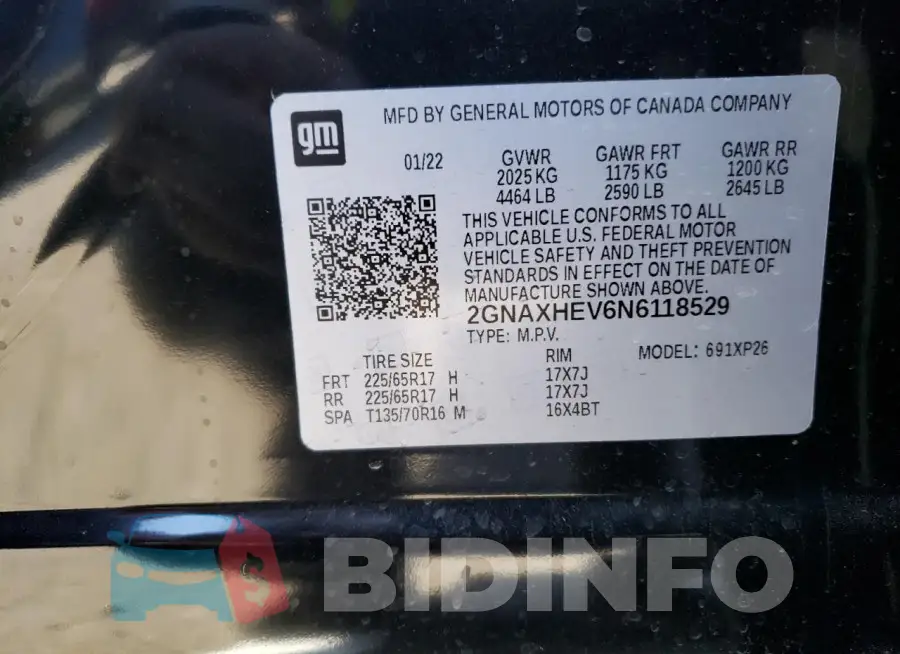 2GNAXHEV6N6118529 Photo# 13