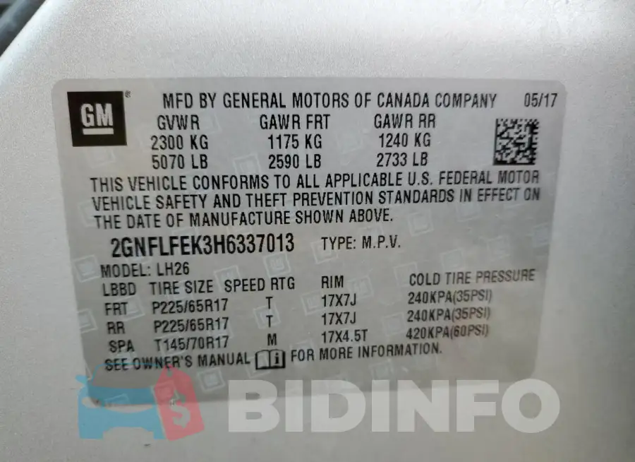 2GNFLFEK3H6337013 Photo# 14