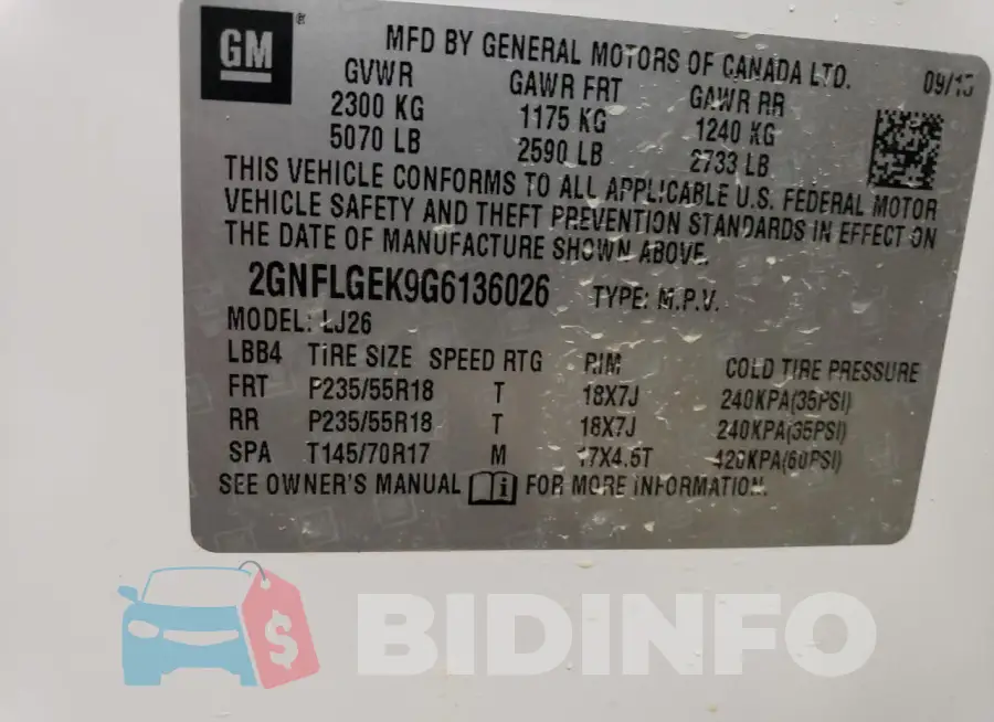 2GNFLGEK9G6136026 Photo# 13
