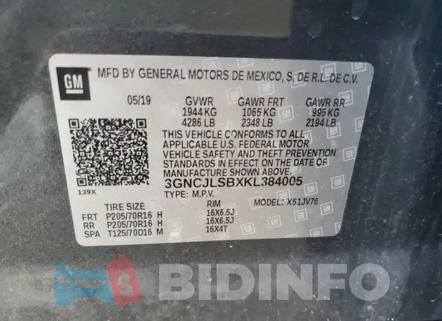 3GNCJLSBXKL384005 Photo# 12