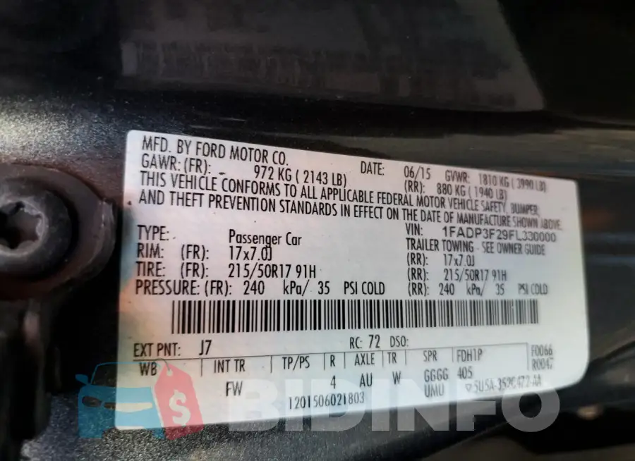 1FADP3F29FL330000 Photo# 12
