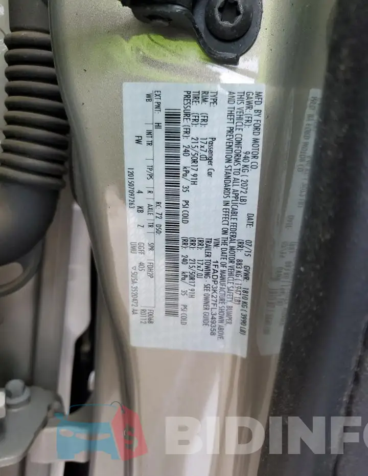 1FADP3K27FL349358 Photo# 13