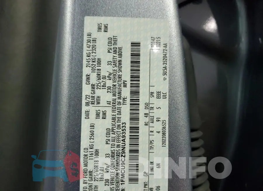 1FMCU9CZ9NUA93533 Photo# 14